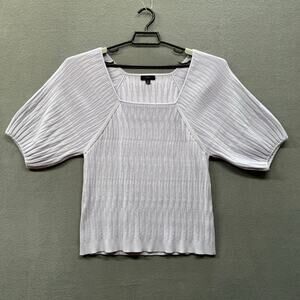 J Crew Square Neck Balloon Sleeve Knit Top Womens 3X Lavender Stretchy Fitted